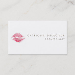 Red Lipstick Kiss Mark Cosmetology Business Card