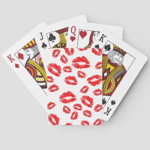 Red Lipstick Kiss Mark Playing Cards