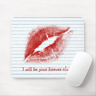 Red Lipstick Kiss Notebook Paper  Mouse Mat