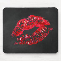 Red Lipstick Kiss On Black