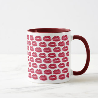 Red Lipstick Kisses Luscious Lips Coffee Mug Cup