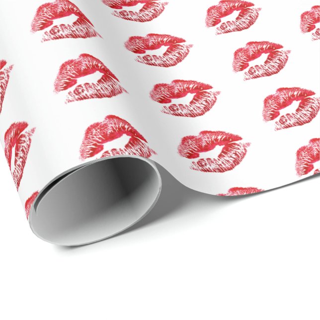 red lipstick kisses wrapping paper (Roll Corner)