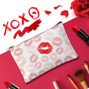 Red Lipstick Lips Cosmetic Makeup Bag