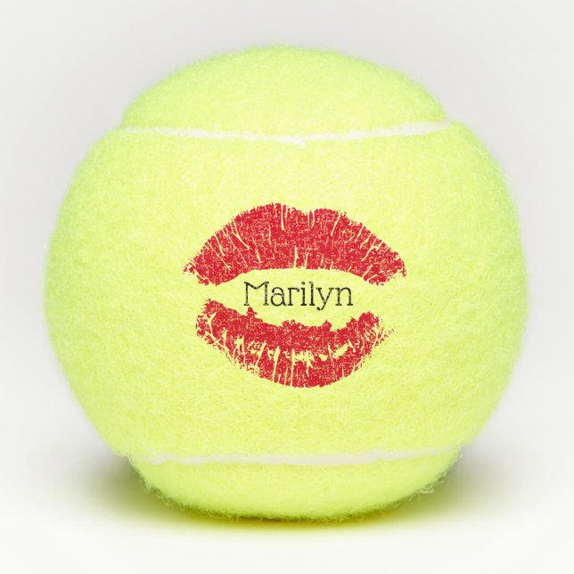 Red Lipstick Lips Tennis Ball (Front)