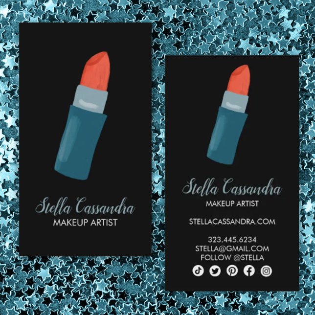 Red Lipstick Makeup Artist Beauty Salon Skincare Business Card (Creator Uploaded)