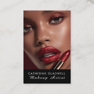 Red Lipstick Makeup Artist Business Card