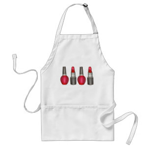 Red Lipstick Nail Polish Fashion Makeup Beauty Standard Apron