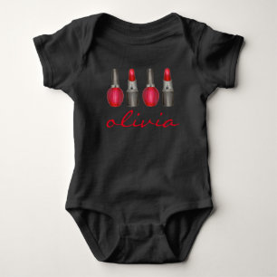 Red Lipstick Nail Polish Fashionista Personalised Baby Bodysuit