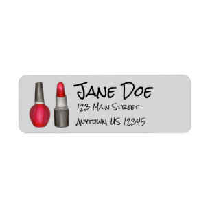 Red Lipstick Nail Polish Makeup Address Labels