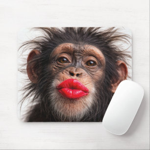 Red Lipstick on a Chimpanzee Mouse Mat