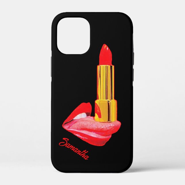Red Lipstick on The Tongue with Personalisation Case-Mate iPhone Case (Back)