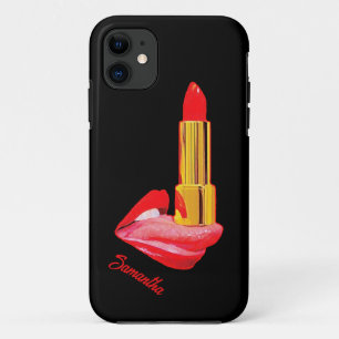 Red Lipstick on The Tongue with Personalisation iPhone 11 Case