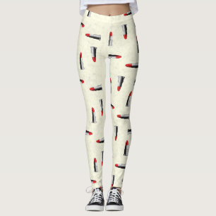 Red lipstick on yellow pattern leggings