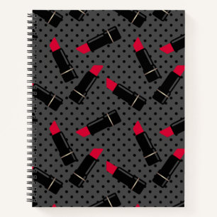 Red lipstick , retro notebook
