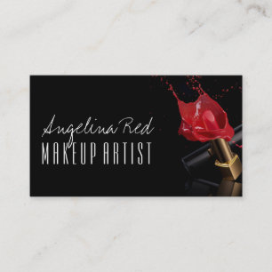 Red Lipstick Splash Makeup Artist Beauty Salon Business Card