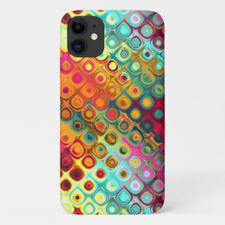 Red Liquid Rainbow Dots Abstract Pattern iPhone 11 Case