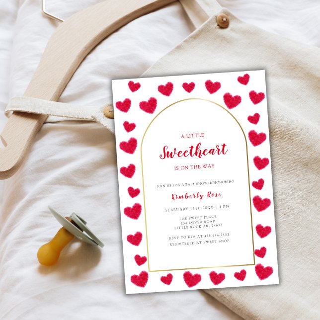 Red Little Sweetheart Arch Valentines Baby Shower Invitation (Red Little Sweetheart Arch Valentines Baby Shower Invitation)