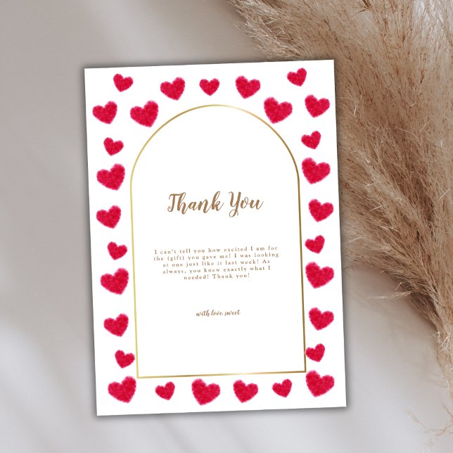 Red Little Sweetheart Arch Valentines Baby Shower Thank You Card (Red Little Sweetheart Arch Valentines Baby Shower Thank You Card)