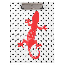 Red Lizard Black and White Triangles Clipboard