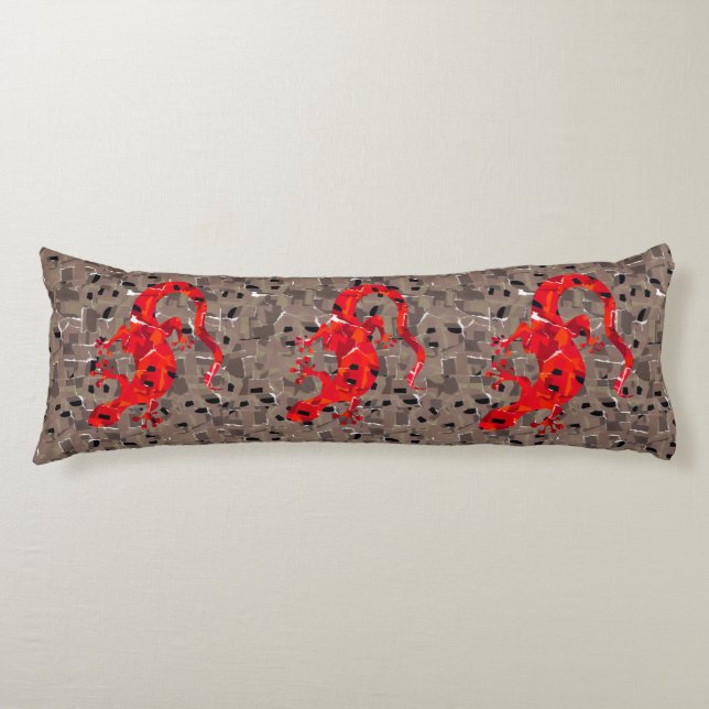 Red Lizard Collage Body Cushion (Front)