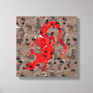 Red Lizard Collage Canvas Print