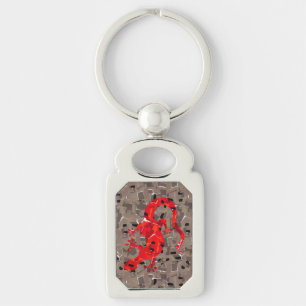Red Lizard Collage Key Ring