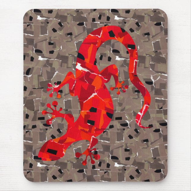 Red Lizard Collage Mouse Mat (Front)