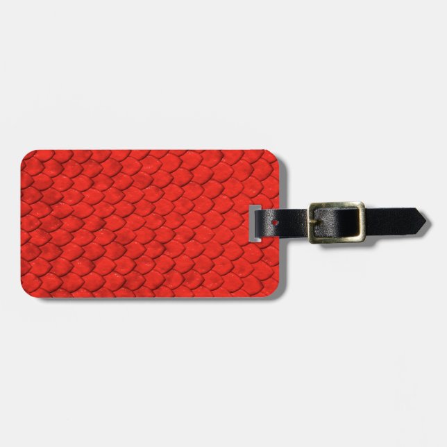 Red Lizard Skin Luggage Tag (Front Horizontal)