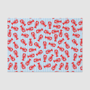 Red Lobster Animal Pattern on Blue Stripes Tissue Paper