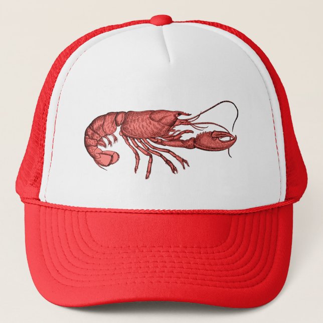 Red Lobster Baseball Hat with Retro Vintage Image (Front)