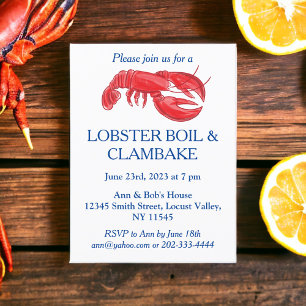 Red Lobster Boil Clambake Summer Party Invitation Postcard