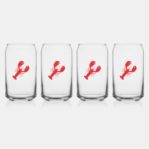 Red Lobster Coastal Beach Ocean Maine Fun Can Glass