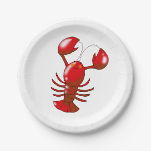 Red Lobster Coastal Party Design Paper Plate