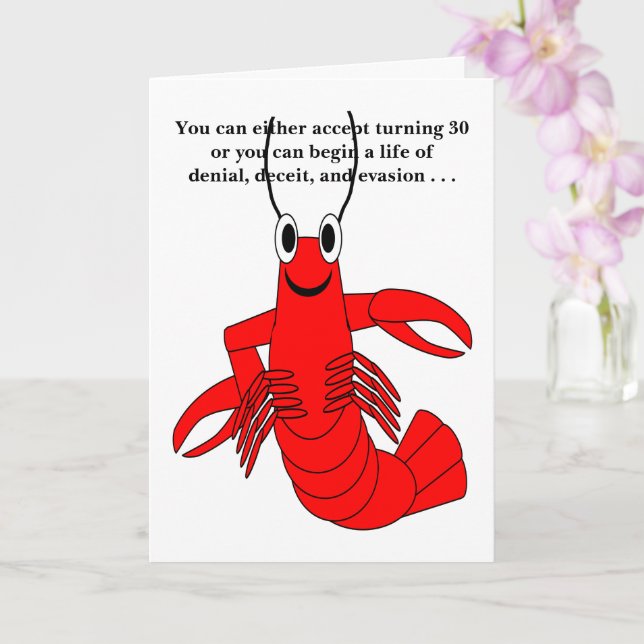 Red Lobster Humourous 30th Birthday Card (Orchid)