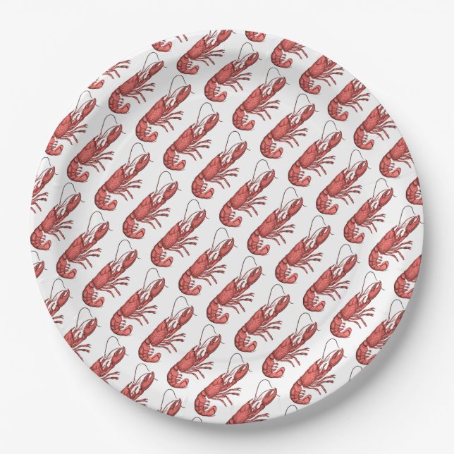 Red Lobster Image Design Paper Plate (Front)