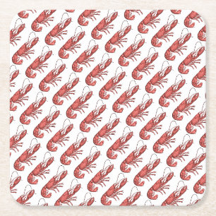 Red Lobster Image Design Square Paper Coaster