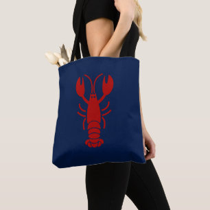 Red Lobster Minimalist Design – Modern Navy Blue Tote Bag
