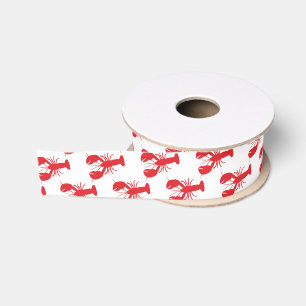 Red Lobster Modern Coastal Travel Fun Grosgrain Ribbon