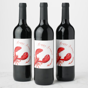 Red lobster on white happy summer name wine label