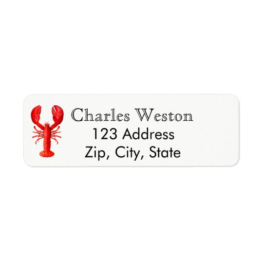 Red lobster on white return address return address label