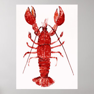 Red lobster painting poster