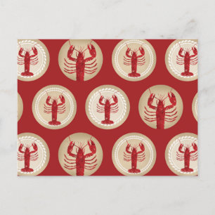 Red Lobster Pattern - Nautical Ocean Seafood Postcard