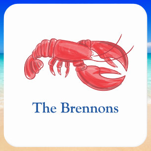 Red Lobster Personalised Coastal Party Square Paper Coaster