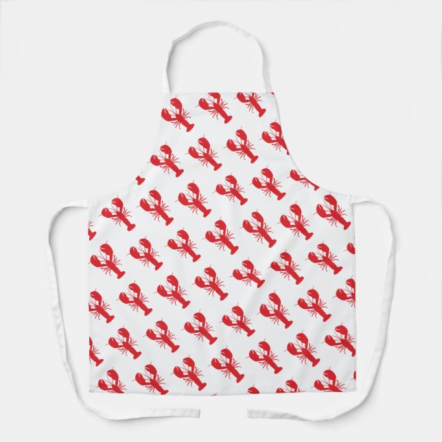 Red Lobster Preppy Coastal Maine Beach Fun Apron (Front)
