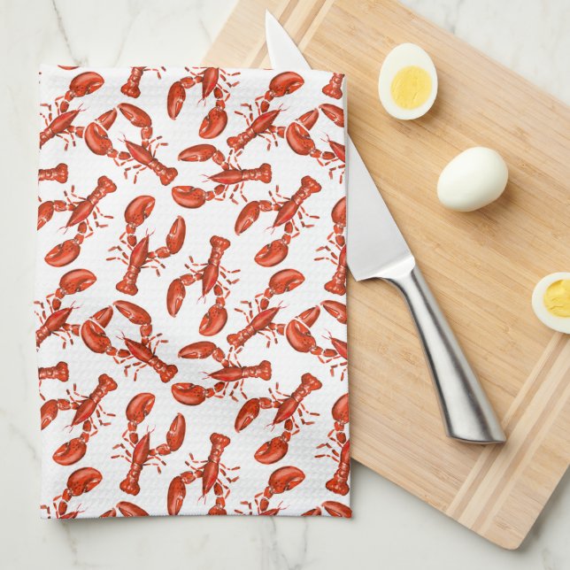 Red Lobster Tea Towel (Quarter Fold)