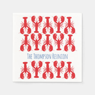 Red Lobsters Family Reunion NAME Coastal Beach Fun Napkin