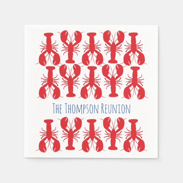 Red Lobsters Family Reunion NAME Coastal Beach Fun Napkin (Front)