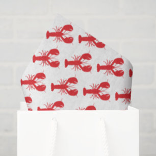 Red Lobsters White Gift Wrap Preppy Maine Fun Tissue Paper