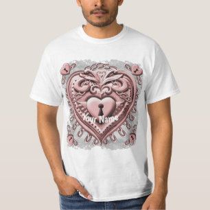 Red lock Heart  T-Shirt
