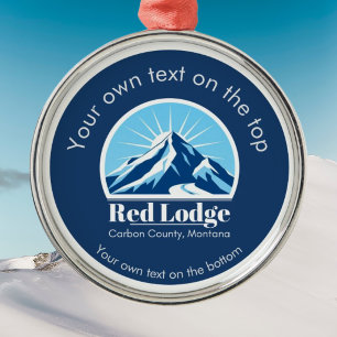 Red Lodge Carbon County Montana ski resort medal Metal Tree Decoration